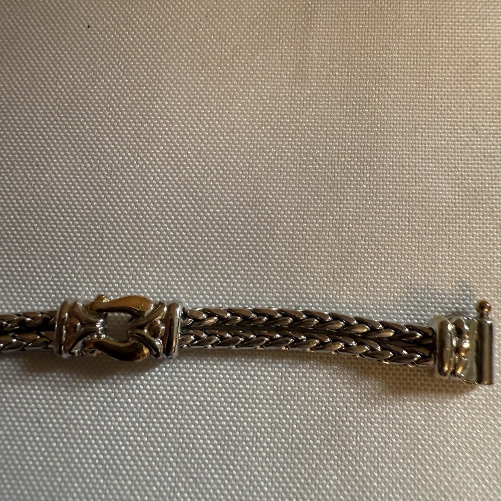 John Mederios Two Tone 2 Strand Locking Bracelet Rhodium Silver And Gold Plated - Picture 10 of 12